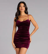 Frankie Velvet Rhinestone Cowl Mini Dress