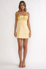 Sunbeam Kiss Foldover Floral Bust Mini Dress Butter