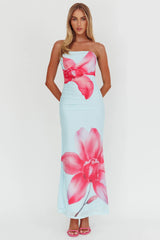 Truth Be Told Strapless Maxi Dress Blue