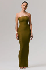 Angelie | Green Bandeau Bodycon Maxi Dress