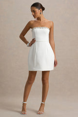 Bobbie | White Embellished Bandeau Mini Dress