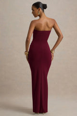 Ali | Burgundy Sweetheart Ruched Wrap Maxi Dress