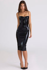 Noella Black Latex Midi Dress - Limited Edition