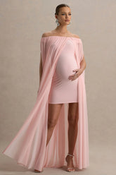 Atmosphere | Pink Bandeau Maternity Mini Dress With Mesh Overlay