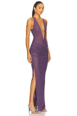 Tucked Halter Column Dress