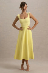 Andromeda | Lemon Sweetheart-Neck Midi Dress