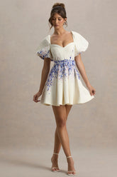 Tapia | Wisteria Print Linen Belted Mini Dress