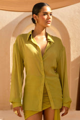 Zinna | Green Plunge-Neck Shirt