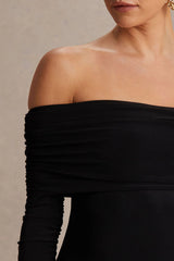 Pretty Perfect | Black Maternity Bardot-Neck Maxi Dress