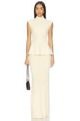 x Christina Elezaj Florie Mock Neck Maxi Dress