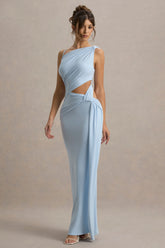 Storm | Powder Blue Asymmetric Maxi Dress With Cut-Out Details