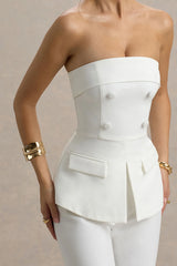 Noemi | White Bandeau Tailored Jumpsuit