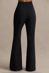 Carina | Black Flared-Leg Tailored Trousers