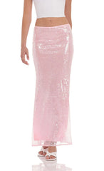 Sequin Maxi Skirt in Pink