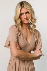 Scarlett Smocked Dress | Mocha