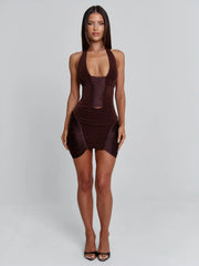 Zephyria Mini Dress Chocolate