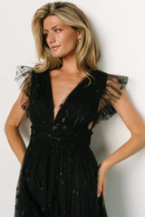 Nova Shimmer Maxi Dress | Black