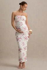 Juniper | Cream Floral Strapless Maternity Maxi Dress