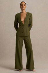 Silvia | Olive Straight-Leg Trousers