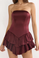 Dovira Bow Back Mini Romper Wine