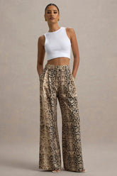 Shaniya | Snake Print Wide-Leg Trousers