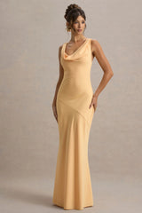 Alesso | Peach Satin Cowl-Neck Maxi Dress