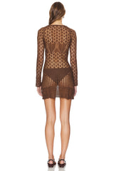 Long Sleeve Crochet Mini Dress