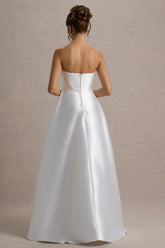 Universe | White Bandeau Split Puff-Skirt Maxi Dress