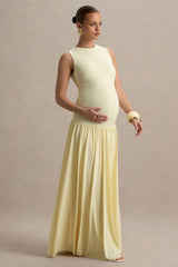 Outline | Lemon Maternity Maxi Dress With Draped Skirt