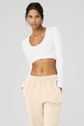 Seamless Ribbed Cropped Serene Long Sleeve - White