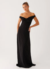 Melany Maxi Dress - Black Polka Dot
