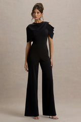 My Destiny | Black Asymmetric Draped Jumpsuit