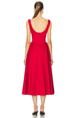 Stretch Cotton Sateen Midi Dress