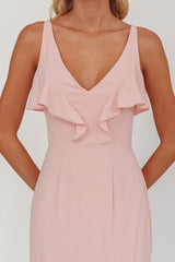 Firelights Ruffle Trim Maxi Dress Pink