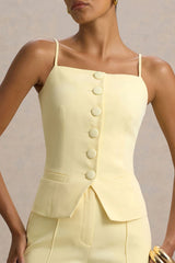 Nellie | Lemon Tailored Button-Up Top