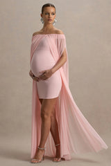Atmosphere | Pink Bandeau Maternity Mini Dress With Mesh Overlay