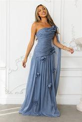 Silver Breeze One Shoulder Maxi Dress Slate