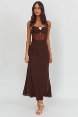 Such A Libra Sheer Bodice Maxi Dress Chocolate