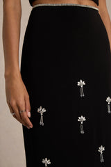 Aven | Black Hand-Embellished Maxi Skirt