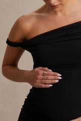 Kira | Black Asymmetric-Neck Maternity Jumpsuit