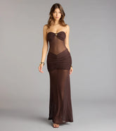 Midnight Mirage Mesh Strapless Maxi Dress