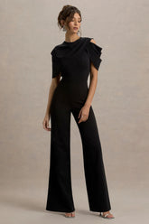 My Destiny | Black Asymmetric Draped Jumpsuit