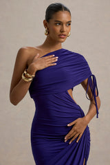 Trance | Blue Asymmetric Maxi Dress with Split