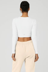 Seamless Ribbed Cropped Serene Long Sleeve - White