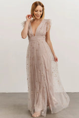 Nova Shimmer Maxi Dress | Dusty Lilac