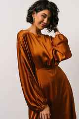 Balta Satin Midi Dress | Bronze