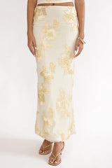Golden Hours Maxi Skirt Embellished Yellow