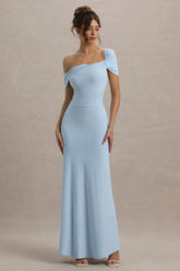 Amel | Powder Blue Asymmetric Maxi Dress