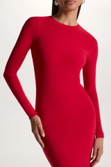 One Step Ahead | Red Long Sleeve Backless Fishtail Maxi Dress