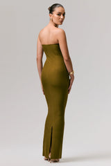 Angelie | Green Bandeau Bodycon Maxi Dress
